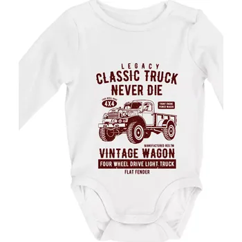 Classic Truck - Body kojenecké s dlouhým rukávem - Dlouhý r. 3-6 měs ( Bílá )