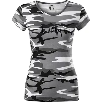 Dámské tričko EKG horolezec - Dámské maskáčové triko - XS ( Šedý maskáč )