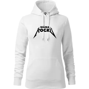 Dámská mikina Máma rocku metal - Mikina dámská Cape s kapucí - M ( Bílá )