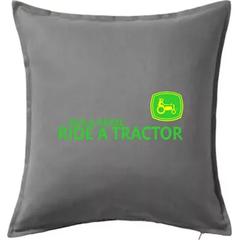 Polštář Save horse, ride tractor - Polštář 50x50 - 50x50 - Pouze potah ( Tmavě šedý melír )