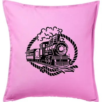 Polštář Lokomotiva lano - Polštář 50x50 - 50x50 - Včetně výplně ( Růžová )