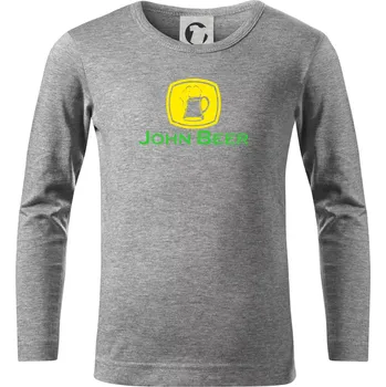 Chlapecké tričko John Beer - Pivo - Triko dětské Long Sleeve - 122 cm/6 let ( Tmavě šedý melír )