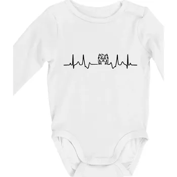 Kojenecký body Shih-tzu ekg hlava - Body kojenecké s dlouhým rukávem - Dlouhý r. do 3 měs ( Bílá )