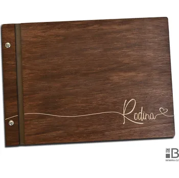 Fotoalbum Dřevěné premium fotoalbum - Rodina DK Mahagon Bílý papír 26 listů