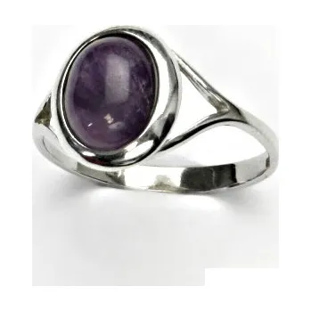 Prsten Zlatý prsten, bílé i žluté zlato, přírodní ametyst - T 1453 (ametyst 10x8 mm)