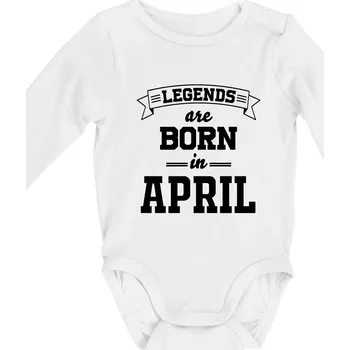 Kojenecký body Legends are born in April - Body kojenecké s dlouhým rukávem - Dlouhý r. do 3 měs ( Bílá )