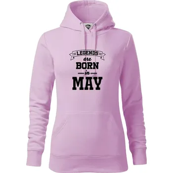 Dámská mikina Legends are born in May - Mikina dámská Cape s kapucí - S ( Orchid )