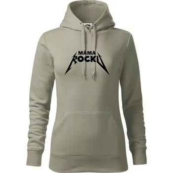 Dámská mikina Máma rocku metal - Mikina dámská Cape s kapucí - L ( Light khaki )