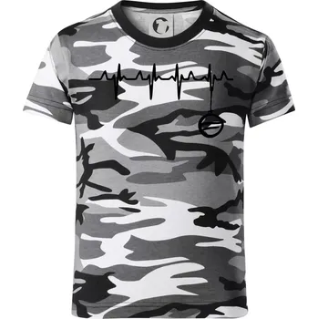 Chlapecké tričko EKG Vánoční ozdoba - Dětské maskáčové triko - 134 cm/8 let ( Šedý maskáč )