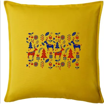 Polštář Folklór - jeleni v lese - Polštář 50x50 - 50x50 - Pouze potah ( Žlutá )
