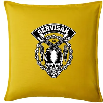 Polštář Lebka servisák - Polštář 50x50 - 50x50 - Pouze potah ( Žlutá )