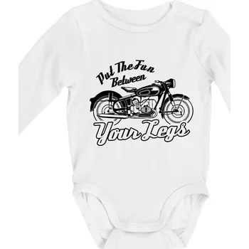 Kojenecký body Put The Fun Between Your Legs Moto - Body kojenecké s dlouhým rukávem - Dlouhý r. do 3 měs ( Bílá )