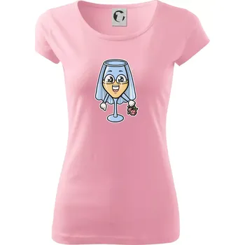 Bílé víno pro nevěstu - Dámské triko Pure - XL ( Růžová )