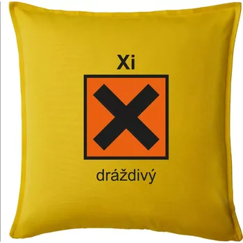 Polštář Xi Dráždivý - Výstražná tabulka na tričku - Polštář 50x50 - 50x50 - Pouze potah ( Žlutá )