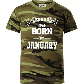 Chlapecké oblečení Legends are born in January - Dětské maskáčové triko - 134 cm/8 let ( Zelený maskáč )