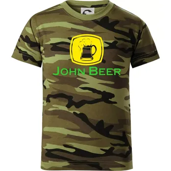 John Beer - Pivo - Dětské maskáčové triko - 104-110cm / 3-4 roky ( Zelený maskáč )