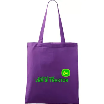 Nákupní taška Zachraň koně, vem si traktor! - Taška bavlněná - 42 x 38 cm ( Fialová )