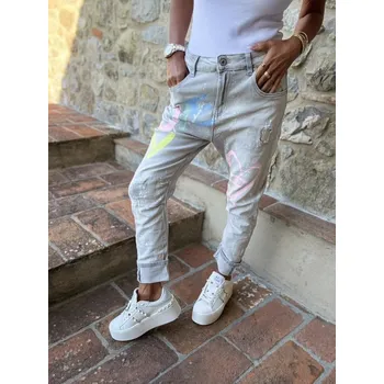 Dámské kalhoty V&amp;V Dámské jeans baggy světle šedé Hart - S