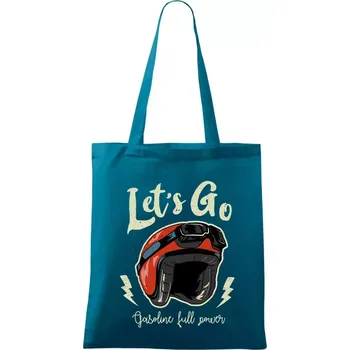 Moto let's go - Taška bavlněná - 42 x 38 cm ( Petrolejová )