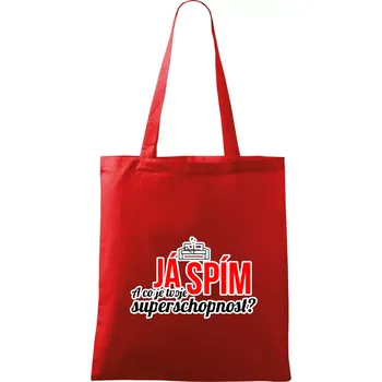 Nákupní taška Já spím - tvoje superschopnost? rovný nápis - Taška bavlněná - 42 x 38 cm ( Červená )
