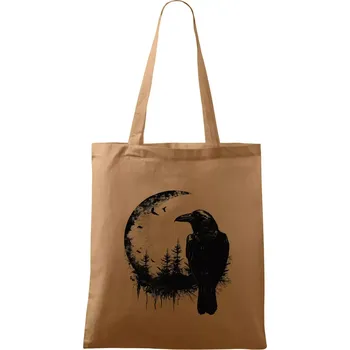 Nákupní taška Vrána a měsíc - Taška bavlněná - 42 x 38 cm ( Cappuccino )