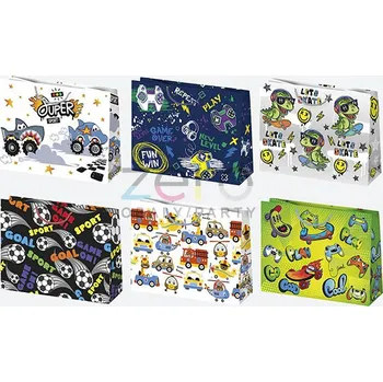 Dárková taška Taška papírová dárková 30x23x10 cm (lak) - dětské pro kluka (mix)