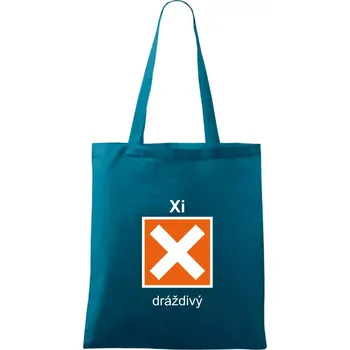 Xi Dráždivý - Výstražná tabulka na tričku - Taška bavlněná - 42 x 38 cm ( Petrolejová )