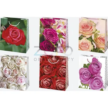 Dárková taška Taška papírová dárková 19x23x10,5 cm (lak) - růže (mix 2)
