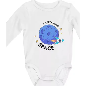 Kojenecké oblečení I need some space - Body kojenecké s dlouhým rukávem - Dlouhý r. do 3 měs ( Bílá )