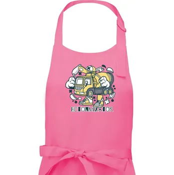 Kuchyňská zástěra Betonmixátor - Pánská zástěra na vaření - Univerzální velikost ( Růžová )