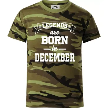 Chlapecké oblečení Legends are born in December - Dětské maskáčové triko - 146 cm/10 let ( Zelený maskáč )