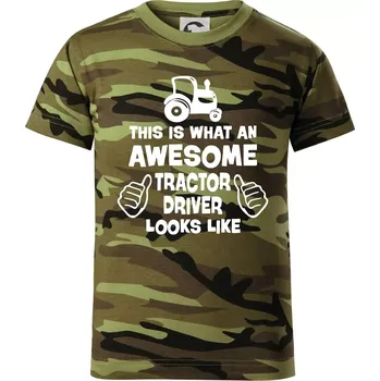 Chlapecké oblečení Užasný řidič je zde! - Dětské maskáčové triko - 134 cm/8 let ( Zelený maskáč )