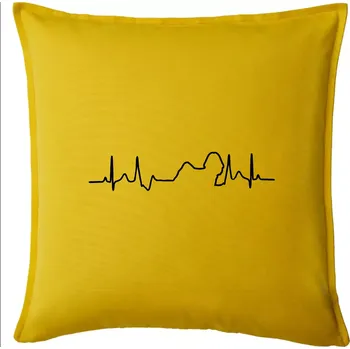 Polštář Shih-tzu ekg obrys - Polštář 50x50 - 50x50 - Pouze potah ( Žlutá )