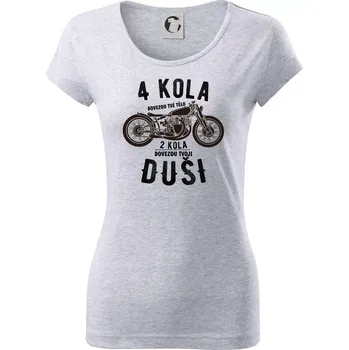 Dámské tričko 4 kola vs 2 kola - Dámské triko Pure - XS ( Světlešedý Melír )