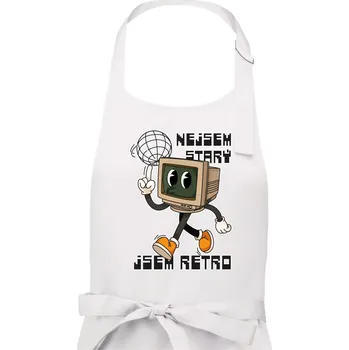 Kuchyňská zástěra Nejsem starý, jsem retro - Pánská zástěra na vaření - Univerzální velikost ( Bílá )