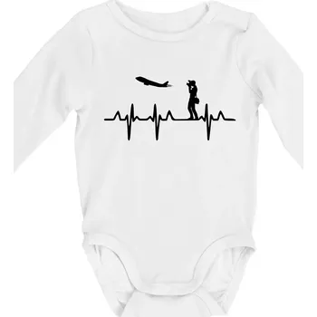 EKG spotter - Body kojenecké s dlouhým rukávem - Dlouhý r. 6-12 měs ( Bílá )