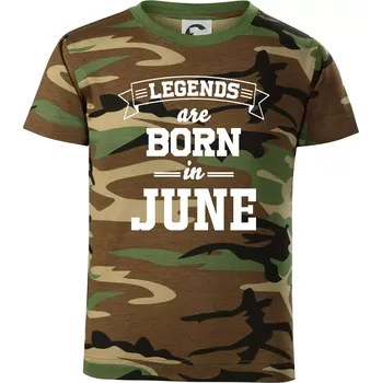 Legends are born in June - Dětské maskáčové triko - 134 cm/8 let ( Hnědý maskáč )