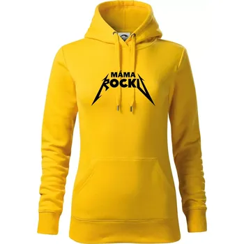 Dámská mikina Máma rocku metal - Mikina dámská Cape s kapucí - S ( Žlutá )