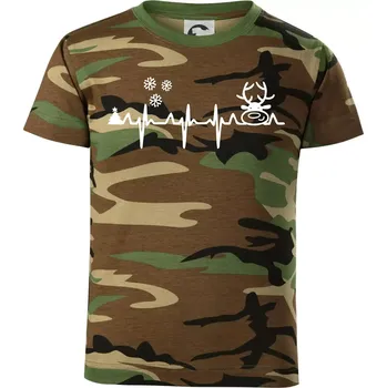 Chlapecké tričko EKG Vánoce Vločky a sob - Dětské maskáčové triko - 122 cm/6 let ( Hnědý maskáč )