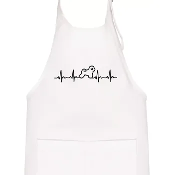Kuchyňská zástěra Bišonek ekg - Dětská zástěra na vaření - Univerzální velikost ( Bílá )