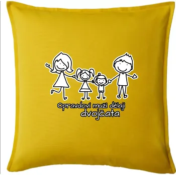 Polštář Opravdoví muži dělají dvojčata - holka kluk - Polštář 50x50 - 50x50 - Pouze potah ( Žlutá )