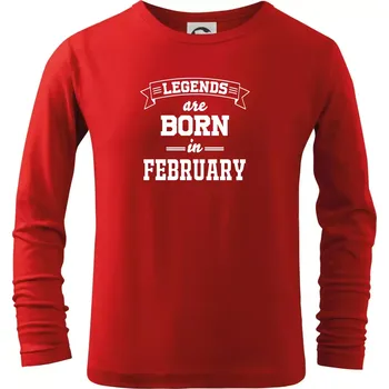 Chlapecké tričko Legends are born in February - Triko dětské Long Sleeve - 122 cm/6 let ( Červená )
