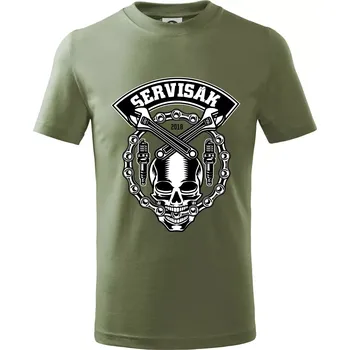 Chlapecké oblečení Lebka servisák - Tričko dětské bavlněné - 134 cm/8 let ( Khaki )