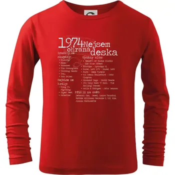 Chlapecké tričko Nejsem ohraná deska 1974 - Triko dětské Long Sleeve - 122 cm/6 let ( Červená )