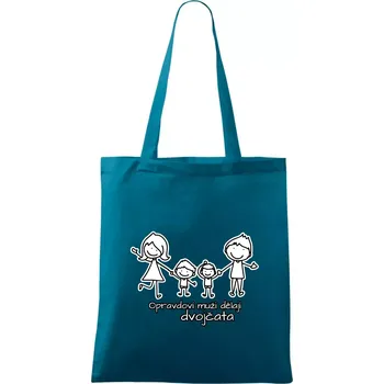 Nákupní taška Opravdoví muži dělají dvojčata - kluk kluk - Taška bavlněná - 42 x 38 cm ( Petrolejová )