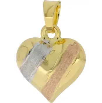 Přívěsek Zlatý přívěsek srdce s červeným a bílým rhodiováním