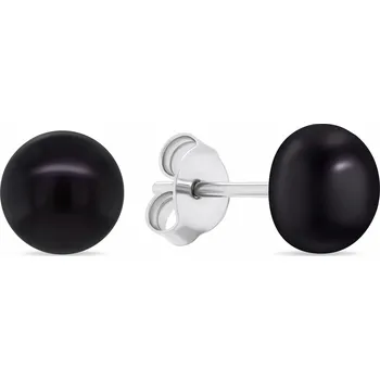 Náušnice Brilio Silver Stříbrné náušnice pecky s pravými černými perlami EA585WBC 0,5 cm + 2 měsíce na vrácení zboží