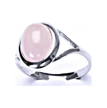 Prsten Stříbrný prsten, přírodní růženín - T 1453 (růženín 10x8 mm)