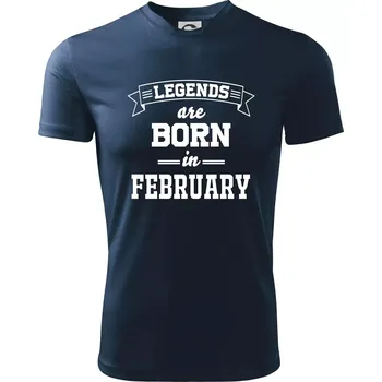 Chlapecké tričko Legends are born in February - Dětské triko sportovní (dresovina) - 158 cm/12 let ( Námořní modrá (velmi tmavá - téměř černá) )