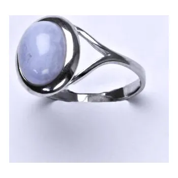 Prsten Zlatý prsten, bílé i žluté zlato, přírodní chalcedon - T 1453 (chalcedon 10x8 mm)
